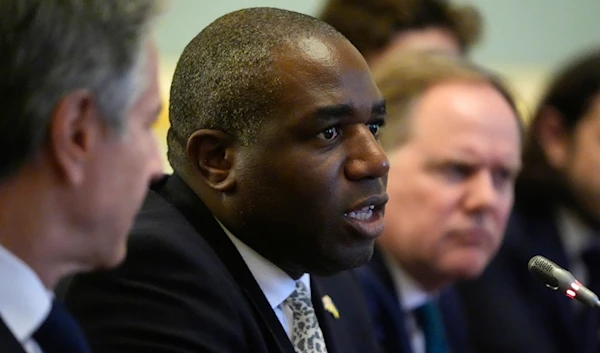 Britain's Foreign Secretary David Lammy speaks during a meeting with U.S. Secretary of State Antony Blinken and Ukraine's President Volodymyr Zelenskyy at the Mariinsky Palace in Kyiv, Ukraine, Wednesday, Sept. 11, 2024.