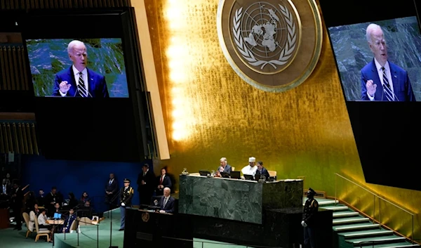 United States President Joe Biden addresses the 79th session of the United Nations General Assembly, Tuesday, Sept. 24, 2024, at UN headquarters. (AP Photo/Manuel Balce Ceneta)