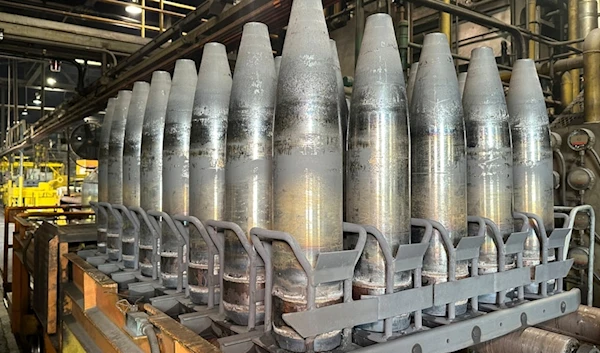 A key artillery shell in Ukraine's fight against Russia, the 155 mm howitzer shell, is in production at the Scranton Army Ammunition Plant in Scranton, Pa., on Tuesday, Aug. 27, 2024. (AP)