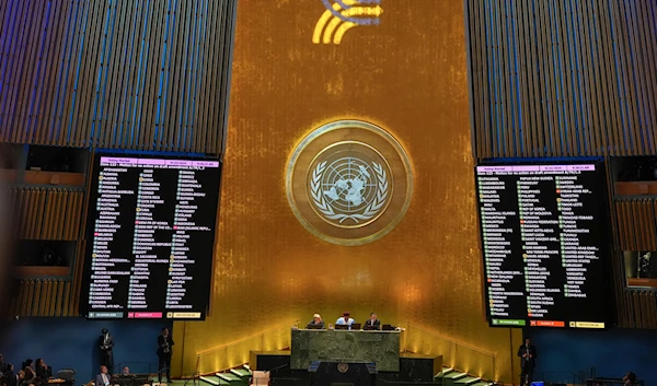 A vote on a draft resolution is taken during the Summit of the Future, on September 22, 2024 at UN headquarters. (AP)