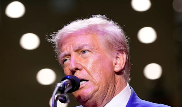 Republican presidential nominee former President Donald Trump speaks at a campaign event at the Indiana University of Pennsylvania Ed Fry Arena, Monday, Sept. 23, 2024, in Indiana, Pa. (AP)