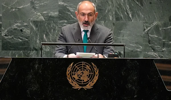 Prime Minister of Armenia Nikol Pashinyan addresses the 79th session of the United Nations General Assembly, on September 26, 2024. (AP)