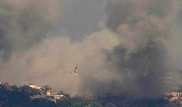 Smoke rises from Israeli airstrikes in the southern village of Sejoud, seen from Marjayoun, south Lebanon, Wednesday, Sept. 25, 2024. (AP)