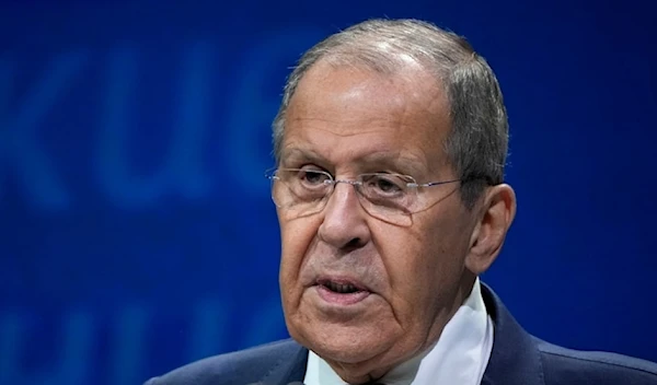 Russian Foreign Minister Sergey Lavrov addresses the 10th International forum " Primakov Readings" in Moscow, Russia, Wednesday, June 26,2024. (AP)