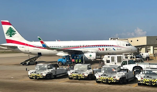 Middle East Airlines jet grounded at the Rafik Hariri International Airport, in Beirut, Lebanon, Tuesday, November 1,2022. (AP)