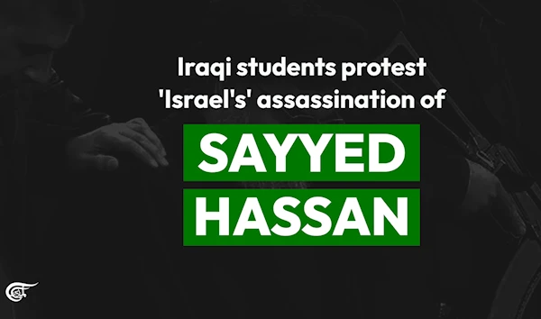 Iraqi students protest 'Israel's' assassination of Sayyed Hassan