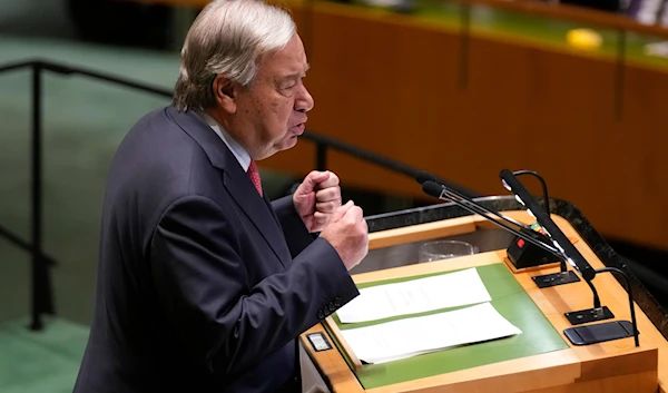 United Nations Secretary-General António Guterres addresses the 79th session of the United Nations General Assembly at United Nations headquarters, on September 24, 2024. (AP)