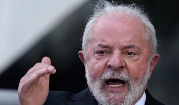 Brazilian President Luiz Inacio Lula da Silva speaks during his visit to the Brazilian Navy command, in Brazil on Wednesday 15, 2023. (AP)