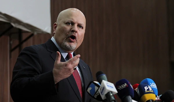 Karim Ahmed Khan, International Criminal Court chief prosecutor, speaks during a news conference at the Ministry of Justice in the Khartoum, on August 12, 2021. (AP)