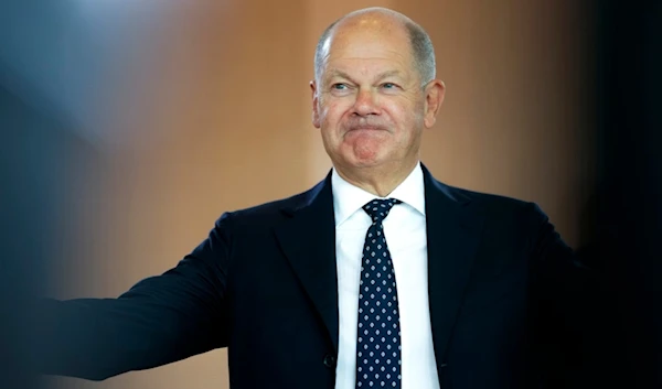 German Chancellor Olaf Scholz leads the cabinet meeting of the German government at the chancellery in Berlin, Germany, Wednesday, Sept. 4, 2024. (AP Photo/Markus Schreiber)