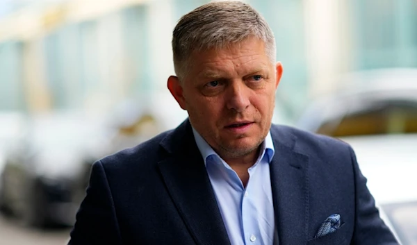 Chairman of SMER-Social Democracy party Robert Fico arrives at his party's headquarters in Bratislava, Slovakia, Sunday, Oct. 1, 2023. (AP)