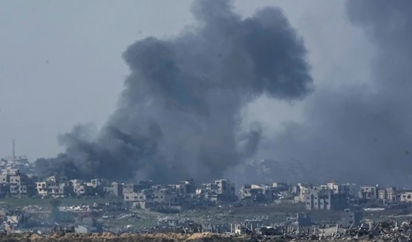 Smoke rises following an explosion in the Gaza Strip, as seen from southern occupied Palestine, Thursday, Jan. 9, 2025. (AP)