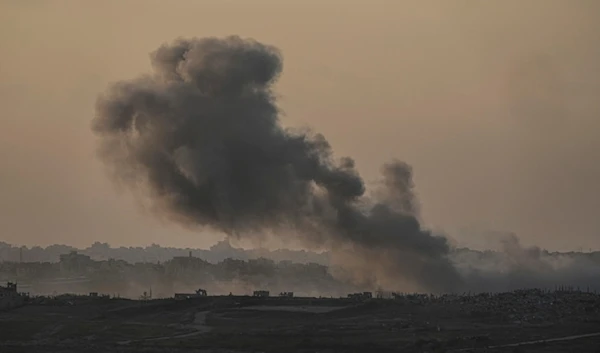 Smoke rises following an Israeli airstrike in the Gaza Strip, as seen from Sderot, southern occupied Palestine, Monday, Jan. 6, 2025. (AP)