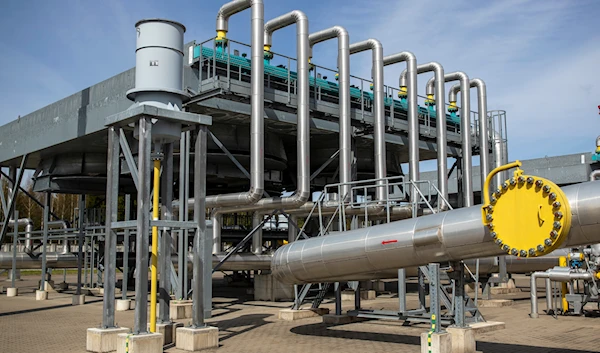 A view of hardware of the Jauniunai Gas Compressor station, near Vilnius, Lithuania, ON May 5, 2022.