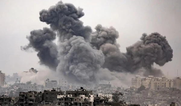 This image taken from the occupied Palestinian territory bordering Gaza on October 29, 2023, shows black smoke pluming amid intense Israeli aggression. (AFP)