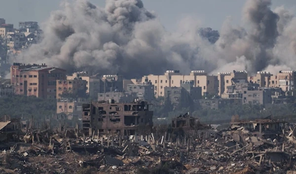 Smoke rises after an Israeli air strike on the Gaza Strip on November 21, 2023. (AP)