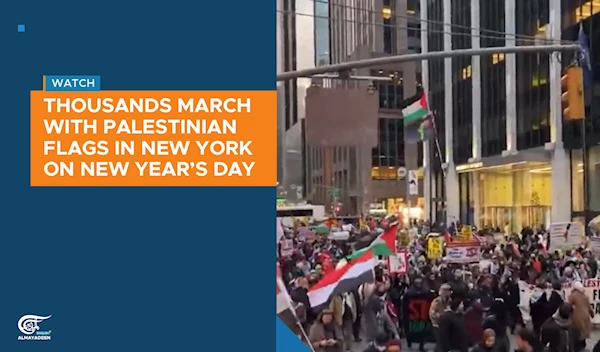 Thousands march with Palestinian flags in New York on New Year’s Day