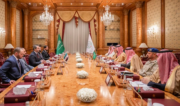 Saudi foreign defense ministers meet their Syrian counterparts in Riyadh, Saudi Arabia, on Thursday, January 2, 2025. (@kbsalsaud /X)