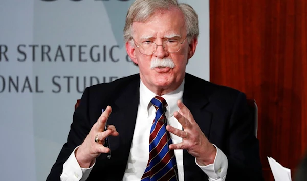 Former US National security adviser John Bolton gestures while speaking at the Center for Strategic and International Studies (CSIS) in Washington, Sept. 30, 2019 (AP)