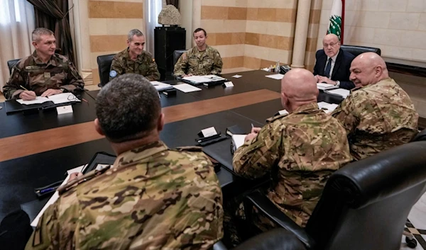 Lebanese caretaker Prime Minister Najib Mikati, second right, meets with the committee monitoring the Lebanese-Israeli ceasefire, at the government palace in Beirut, Lebanon, Tuesday, December 24, 2024 (AP)