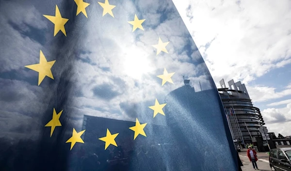 An EU flag flies at the front of the European Parliament building in Strasbourg, France, Tuesday March 26, 2019.(AP)