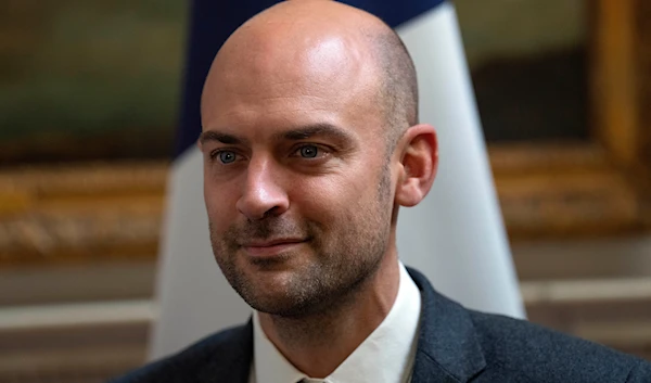 France's Minister for Europe and Foreign Affairs Jean-Noël Barrot listens as he is greeted by British Foreign Secretary David Lammy, not pictured, in London, England, on November 22, 2024. (AP)