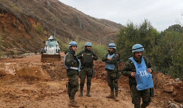 UNIFIL peacekeepers secure the area in Khardali, southern Lebanon, following a ceasefire between the Israeli occupation and Lebanon on Wednesday, Nov. 27, 2024 (AP)