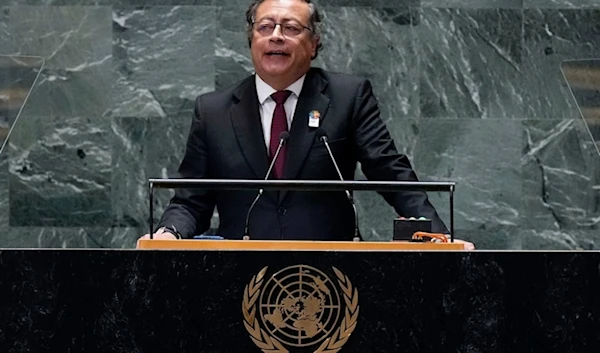 Colombian President Gustavo Petro Urrego addresses the 79th session of the United Nations General Assembly on Tuesday Sept, 24, 2024. (AP)