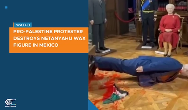 Pro-Palestine protester destroys Netanyahu wax figure in Mexico